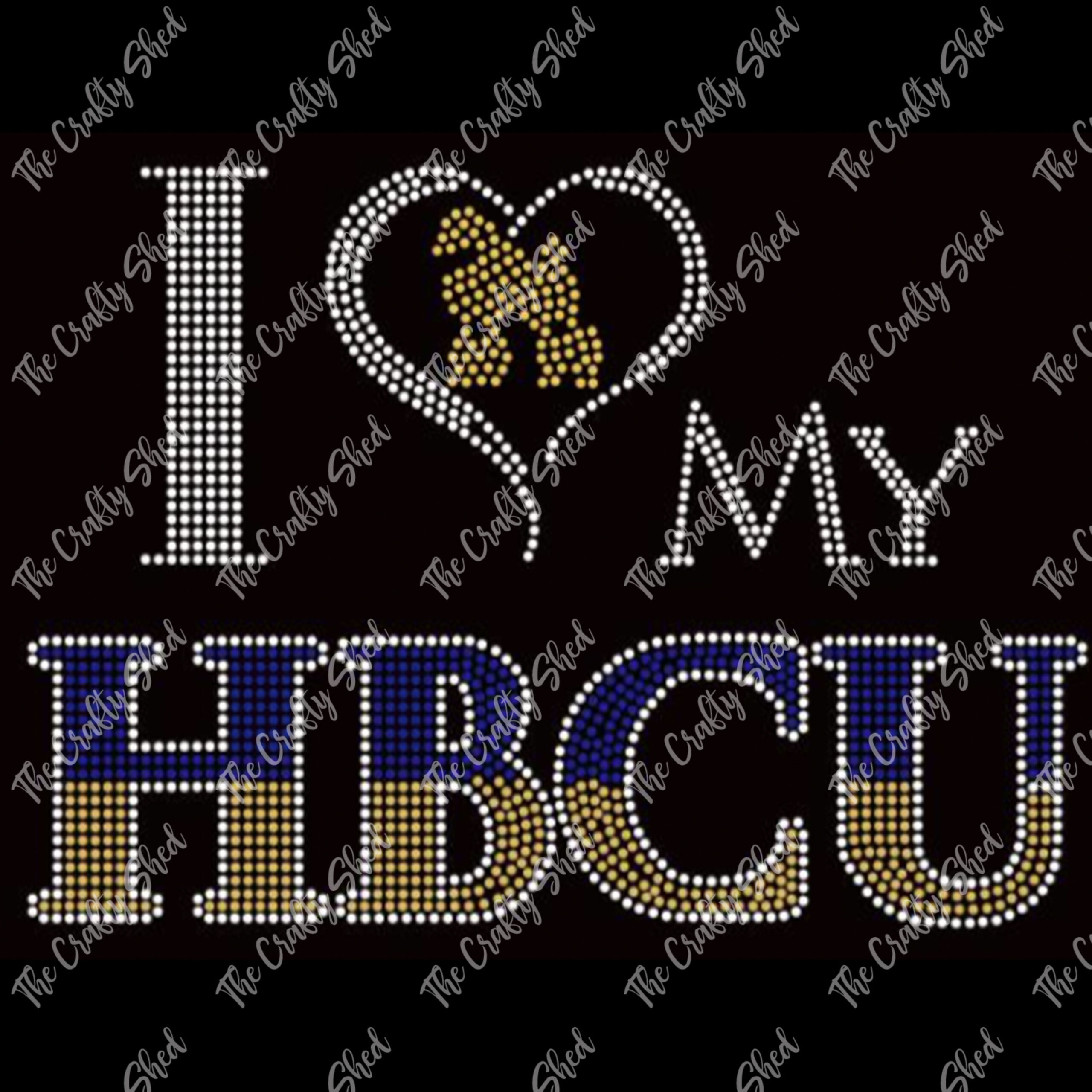 I Love My HBCU Blue & Gold Rhinestone Transfer